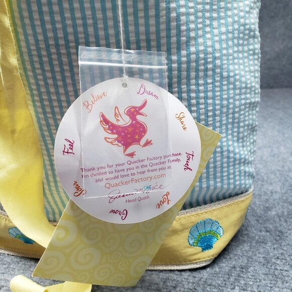 Quacker Factory Shoulder Bag Womens Light Blue Yellow Sea Shell Striped New - Picture 3 of 12